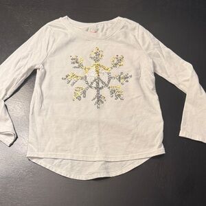 Cat & Jack White Long Sleeve with Silver and Gold Snowflake